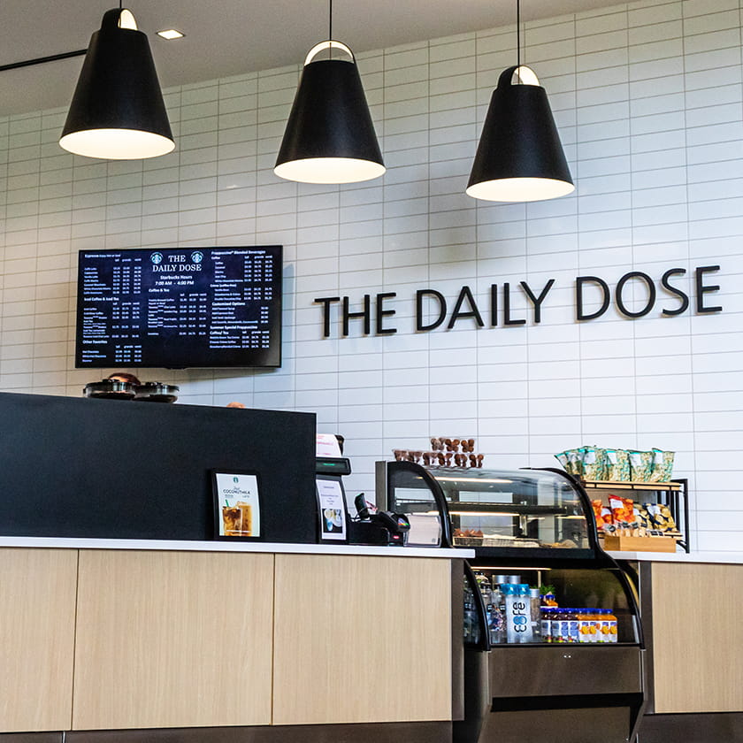 The Daily Dose coffee bar inside the office